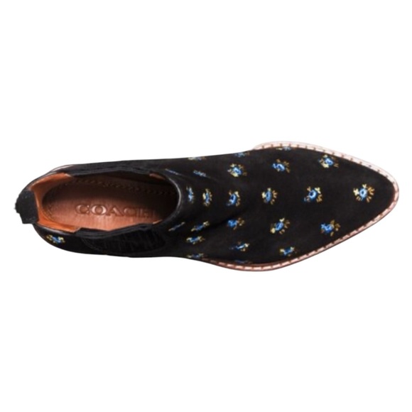 COACH Bowery Prairie Suede Chelsea Boots in Black / Blue Size 6 NWOB - Picture 4 of 11